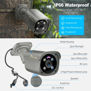 Techage sıcak ürün süper HD 4K 8MP kırmızı mavi ışık alarmı yüz algılama 2 yönlü ses IP ağ Poe kamera açık - Product Image 3