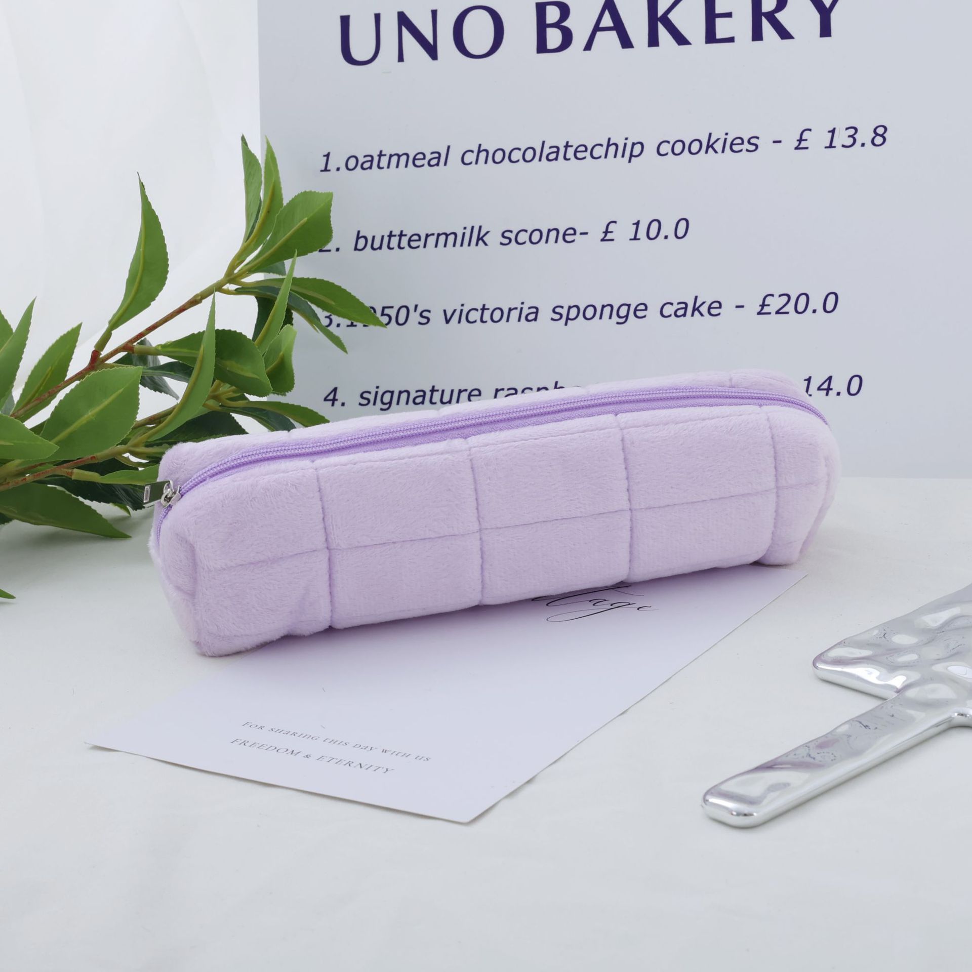 Small checkered pencil case - purple