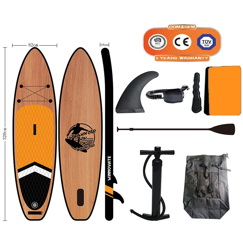 Winnovate619 dropshipping gỗ Inflatable sup Paddle Board với các phụ kiện