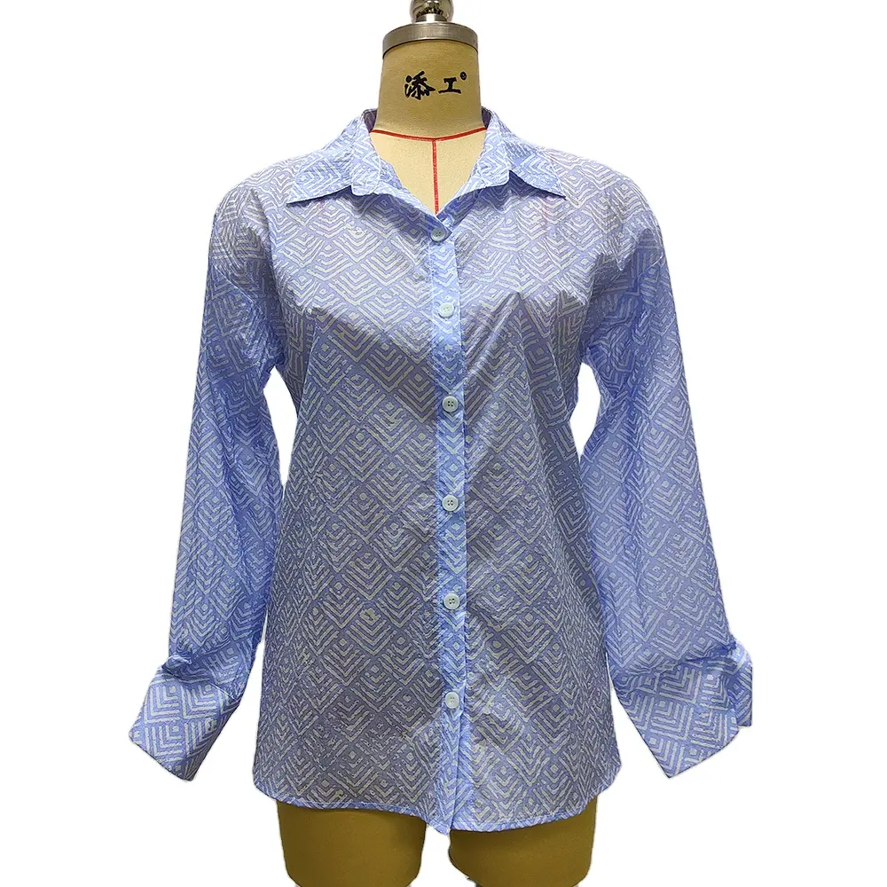Camisa a rayas con botones para mujer, ropa informal Unisex con logotipo personalizado, cambia de Color, OEM, muestra gratis