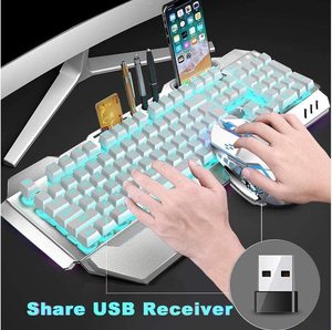 Teclado y ratón inalámbricos para ordenador de escritorio, Combo compacto de tamaño completo, diseño elegante y ultrafino, 2,4G