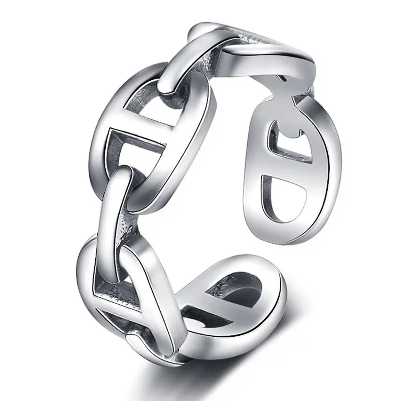 Anel de grãos de café banhados a prata, novo design, anéis para abertura de grãos de café, alta qualidade, irregular, anel para mulheres, homens, porco