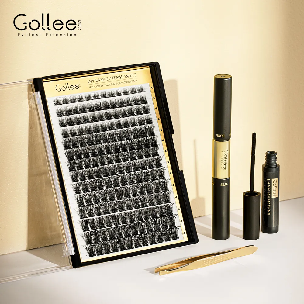 Gollee Nova Chegada D Curl Cluster Cílios Feitos À Mão Segmento Lash Em Casa Pré Cut Cílios Diy Lash Extension Kit