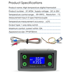 XY-WT04 -99-999 Degrees High <strong>Temperature</strong> Digital Thermostat <strong>K</strong>-Type Thermocouple High <strong>Temperature</strong> <strong>Controller</strong> - Product Image 2