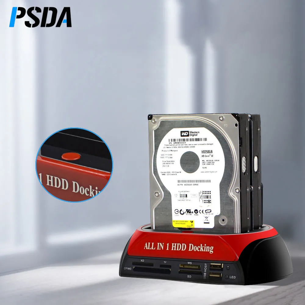 PSDA Semua Dalam 1 Hdd Stasiun Docking ESATA Ke USB 2.0/3.0 Adapter untuk 2.5/3.5 Hard Disk Drive Docking Station Hard Enclosure
