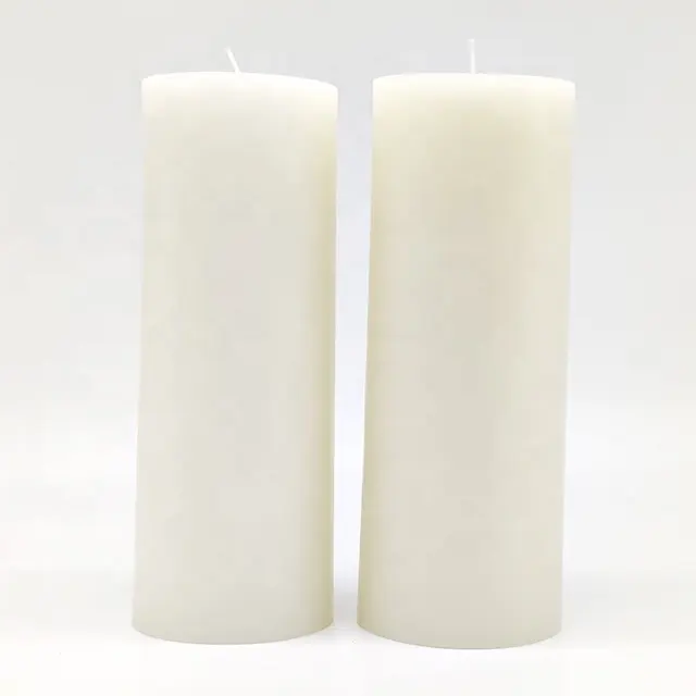 20cm7.8インチ純粋な無煙パラフィンワックスカスタムラベルの香りの厚い白い色の柱のキャンドル