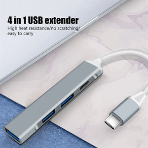 4合1 USB C型集线器至USB3.0 Type-C 3xUSB高速分离器4端口扩展坞充电适配器，适用于Ipad Macbook PC