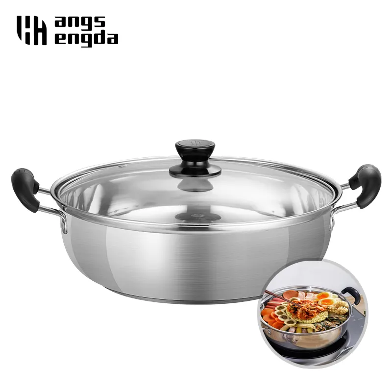 Hot Pot Stainless Steel Single-Layer Cooking Pot Thick Double Ear Soup Hotpot For Home Kitchen Cookware