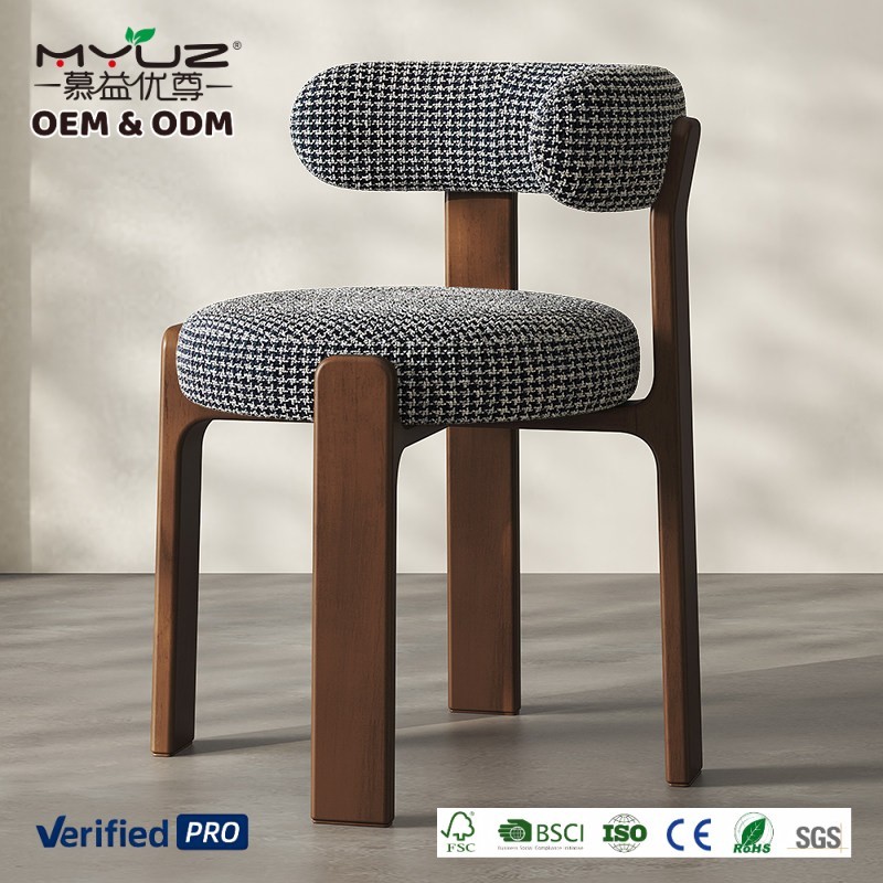 Noyer + Chenille Premium Carreaux Noir et Blanc
