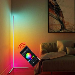 RGB Smart LED lampada ad angolo con telecomando APP in metallo bianco pavimento 142CM musica sincronizzazione Multi funzione di illuminazione ambientale all'ingrosso - Product Image 1