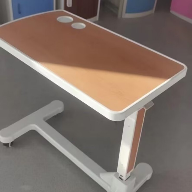 ABS movable height-adjustable dining table (wood grain color)