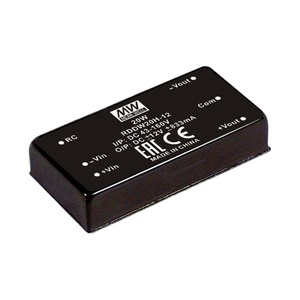 MEAN WELL RDDW20F-15, 90% Eff., 4:1 Wide <strong>Input</strong>, 15V 20W Reliable DC-DC Converter for Industrial Control, Harsh Environments - Product Image 2