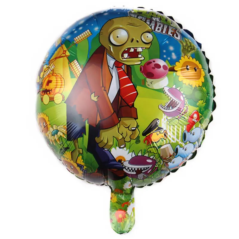 Groothandel Kwaliteit Cartoon Planten Vs. Zombies Gevormde Ronde Folie Ballon Planten Vs. Zombies Ballonnen Voor Verjaardagsfeestje