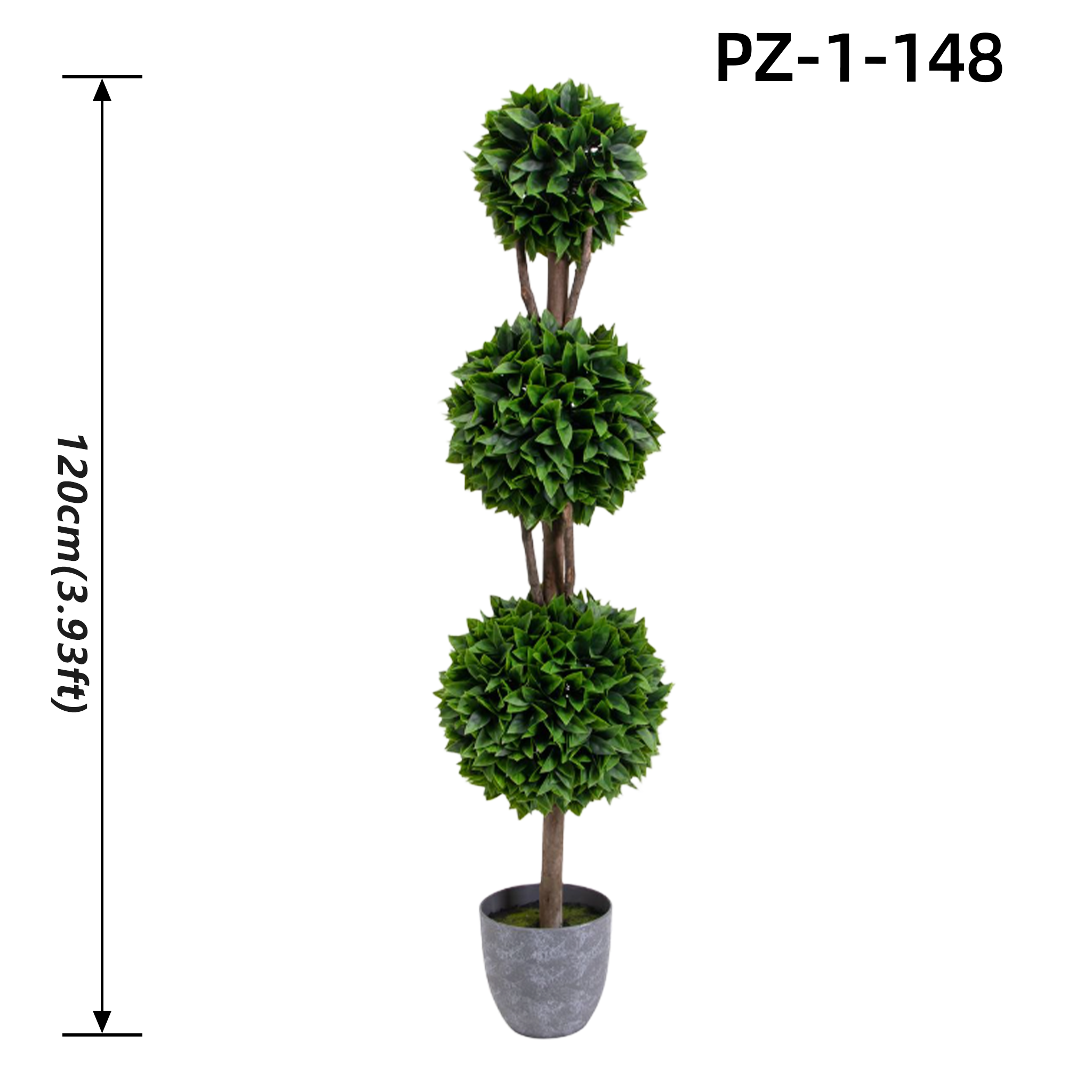 Arbre topiaire artificiel à triple feuille de laurier (120 cm/3,93 pieds)