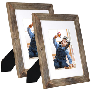 Kalem teşhir rafı ve duvar montajı için yüksek çözünürlüklü cam fotoğraf çerçevesi ile 4 paket 5x7 rustik resim çerçevesi seti - Product Image 2