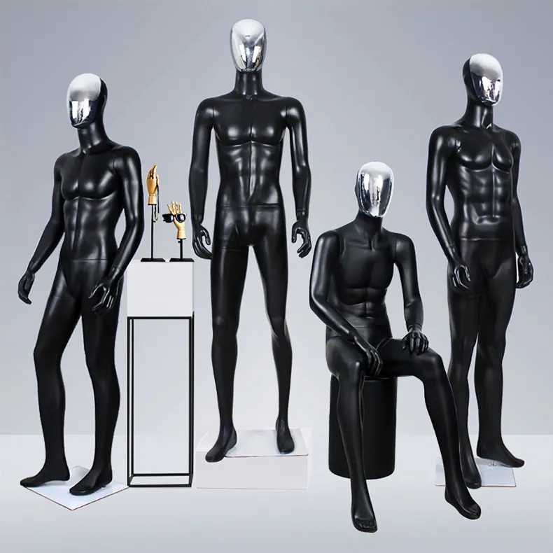 Fashion full body black male mannequin standing fiberglass mannequin men for clothes display