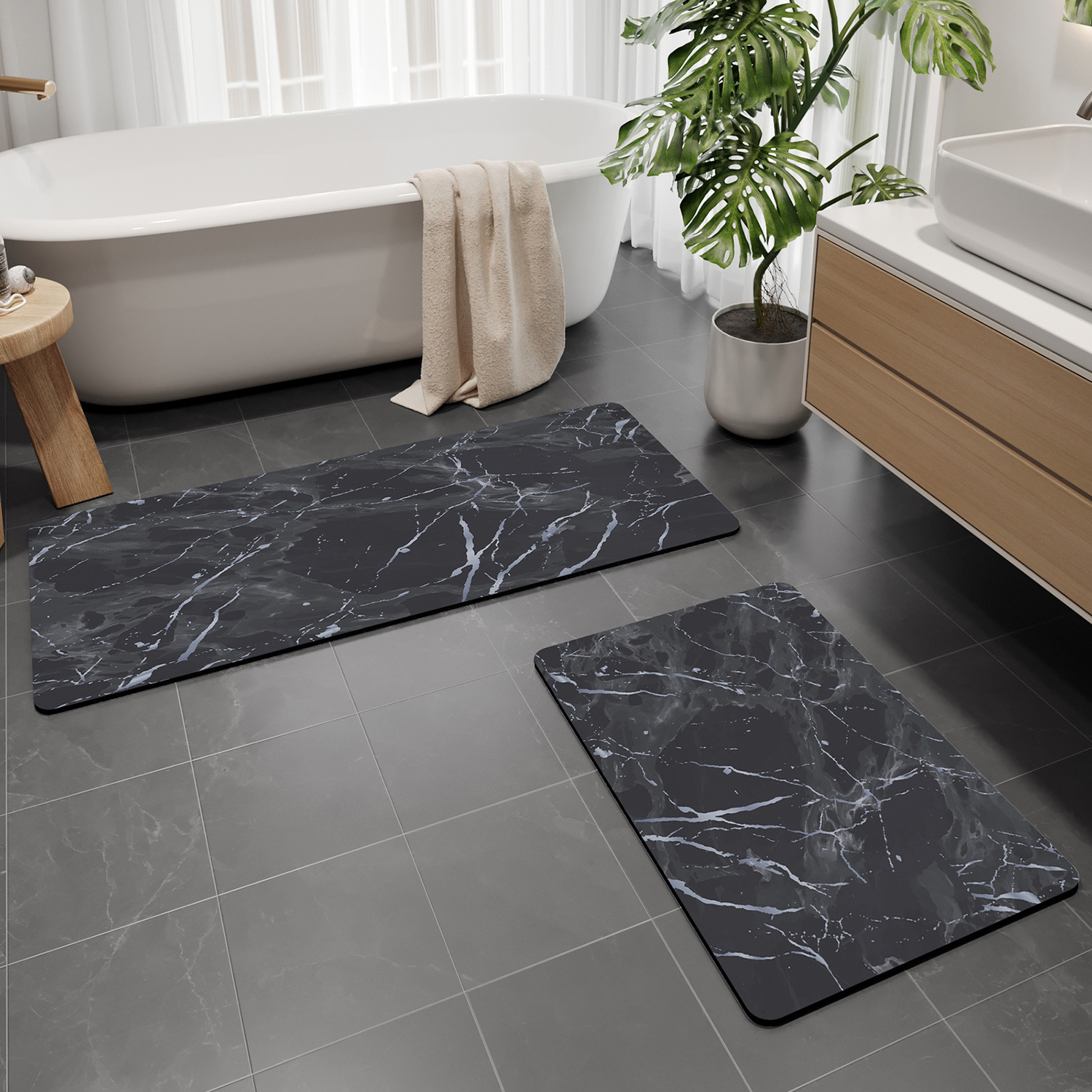 Alfombra de baño sin enjuague - Inkstone Dark Grey