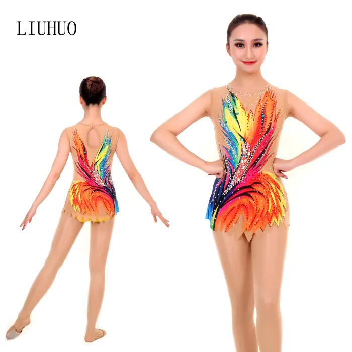 Qianliuhuo — robe de danse de haute qualité, robe de gymnastique pour enfants, accessoire scolaire, floral