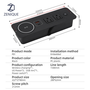 Enchufe de escritorio multifuncional para teléfono móvil con carga inalámbrica y carga USB - Product Image 2