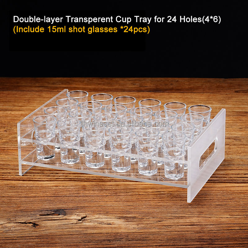 24 agujeros (4*6) transparente + 24 tazas