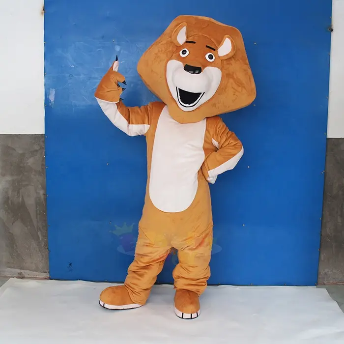 Vendita calda simpatico mignolo leone mascotte prezzo di fabbrica su misura animale personaggio divertente costume da leone del Madagascar per cosplay