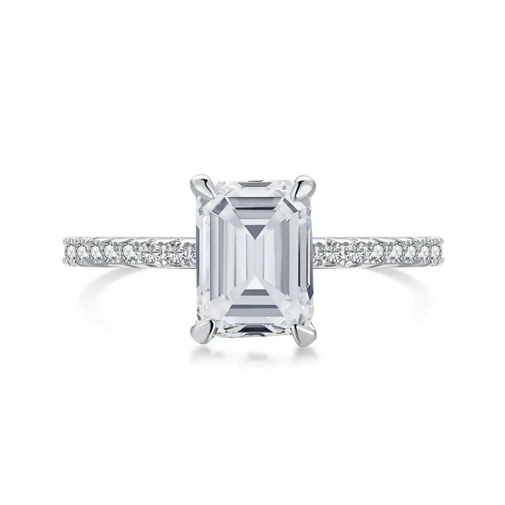 Nuovo prodotto 2022 gioielli di moda quadrato bianco cubic Zirconia anello pietre 925 gioielli in argento Sterling donne anelli di diamanti