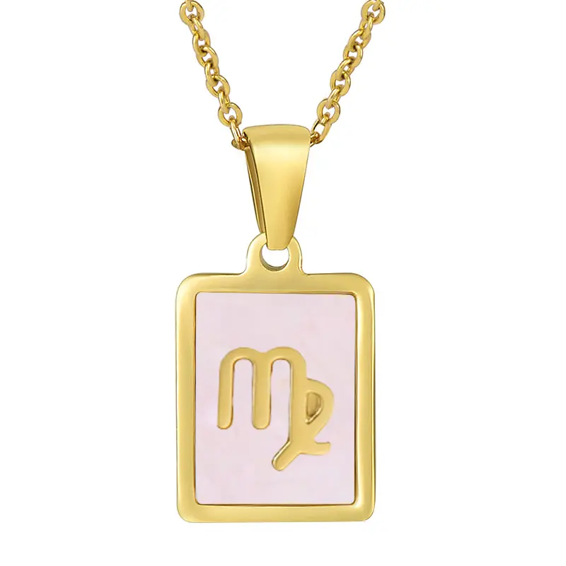 Pendentif carré en acier inoxydable plaqué or 18 carats, collier de signes du zodiaque, bijoux Horoscope personnalisés pour femmes, nouvelle collection