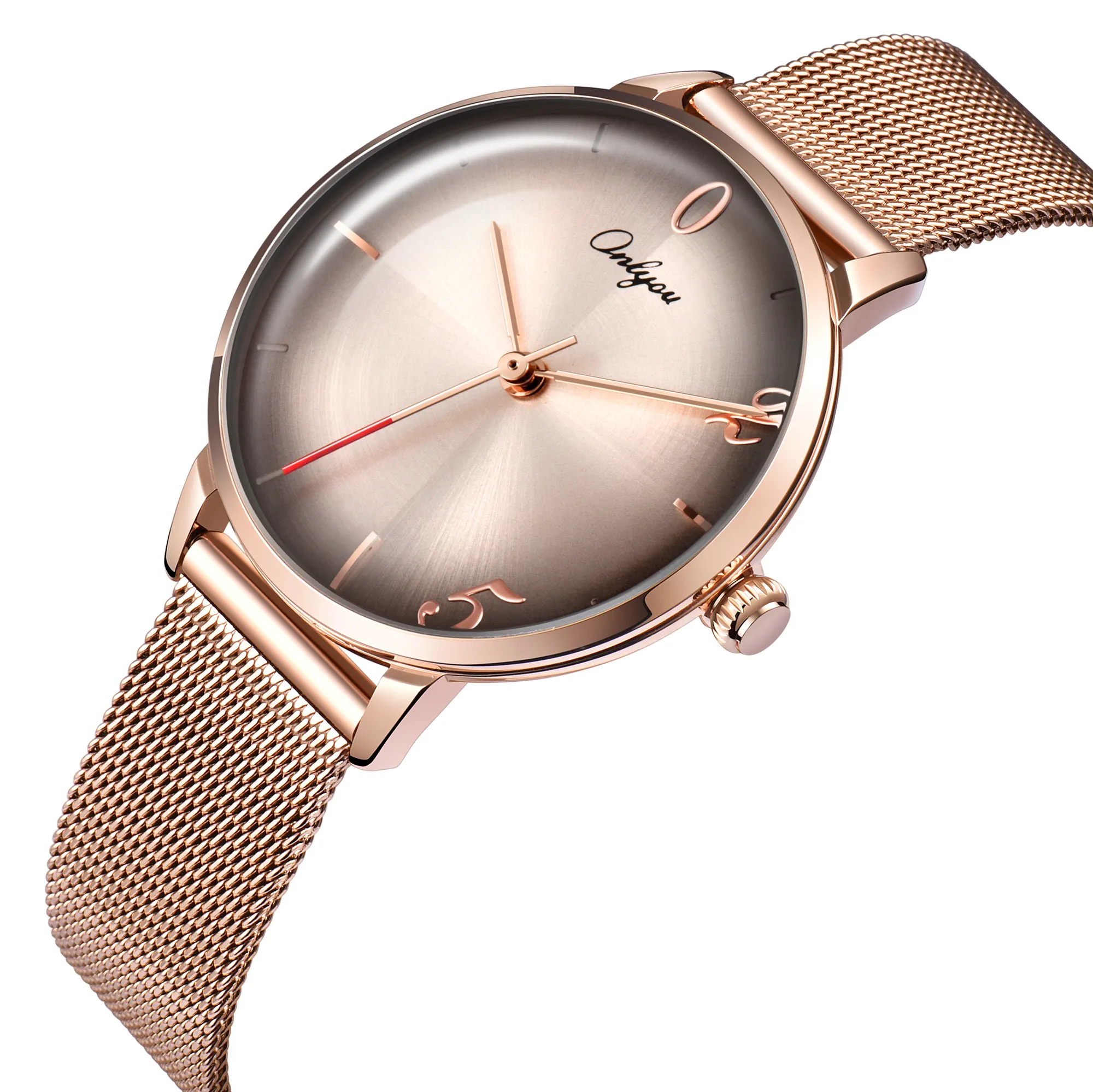 Onlyou Venta caliente cara única mujer reloj de moda más nuevos impermeable clásico para mujer de cuarzo relojes 328039