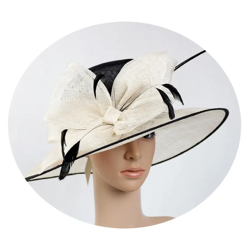 Baru pesta teh Fascinator desain bando rambut Gereja Kentucky Derby Sinamay topi untuk pengantin wanita pernikahan wanita