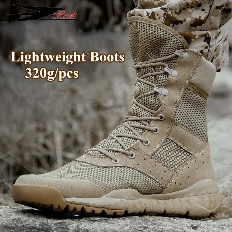 Mountain Outdoor Climbing Shoes Men Wear-resisting Non-slip Large Size Trekking Hiking Boots Military Tactical Rubber Sole Boots