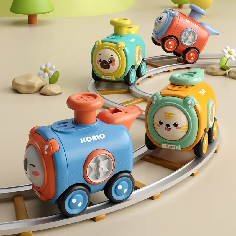 Mainan mobil Inertia bayi baru 2023 permainan interaktif tekan gesekan wajah berubah kartun hewan kereta peluit untuk anak-anak
