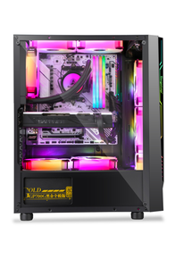 カラーランプコンピュータケースコンピュータケースキャビネット冷却CPUシャシーカラー強化ガラスファン付き - Product Image 5