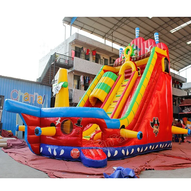 Barco Pirata de vela, tobogán seco, castillo hinchable, parque infantil, combo inflable