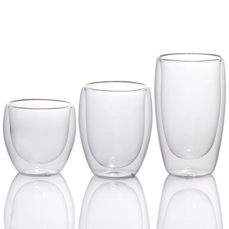 Top Seller 250ml 350ml Clear Drinkware Glassware Drinking Tumbler Double Wall Glass Cup