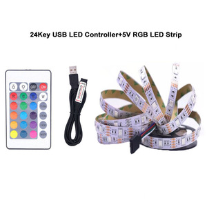 LED Strip USB 5V 5เมตรถึง4ขาเชื่อมต่อพร้อมรีโมทคอนโทรล LED - Product Image 3
