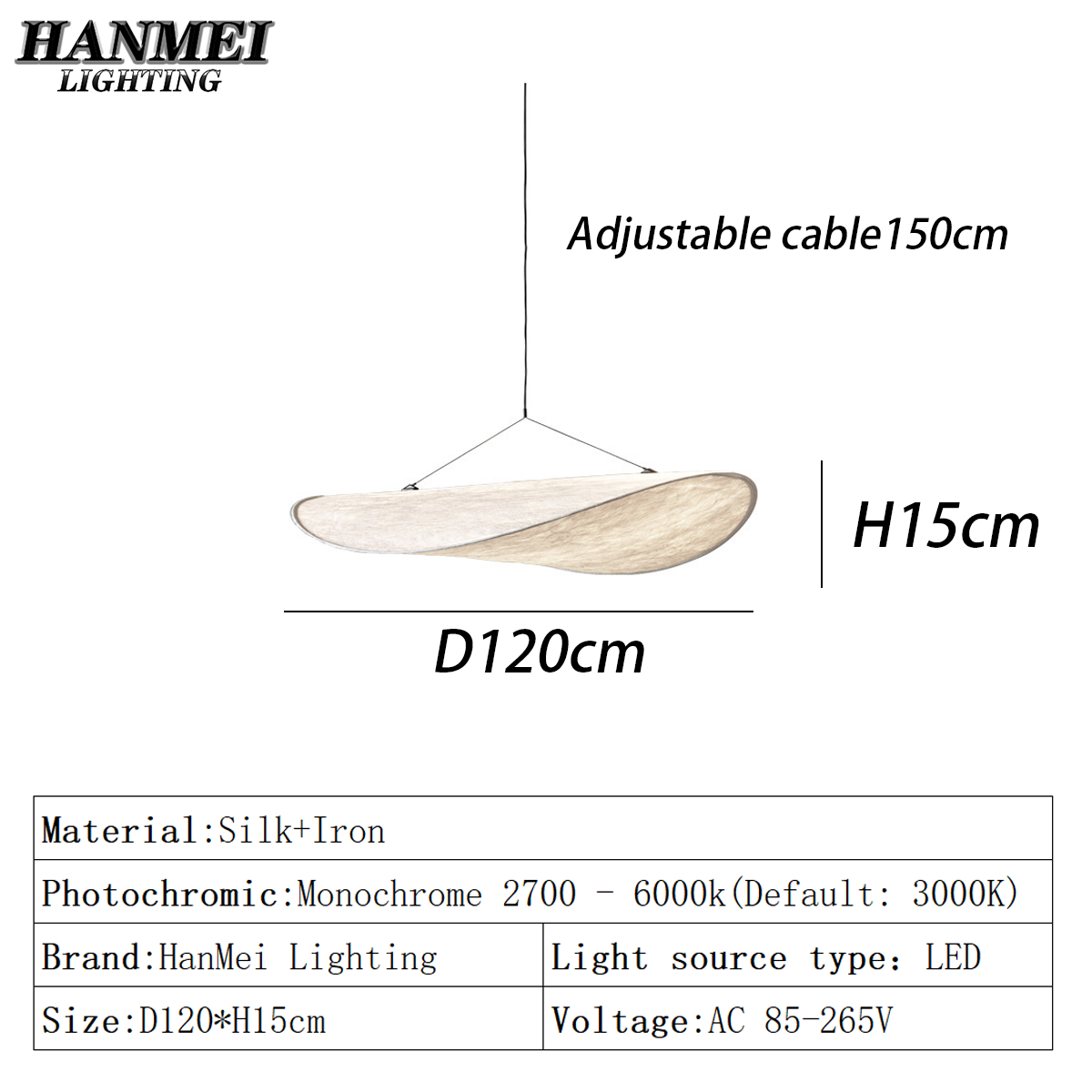 Blanc-D120*H15cm