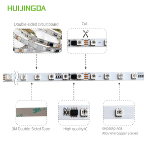 แถบไฟ LED ดิจิตอล DC24V 8มม. FPC SMD 5050 RGB 72LEDs/M IP20 IC ws2811 5M/ROLL Pixel ไฟ LED/Smart Strip LIGHT - Product Image 4