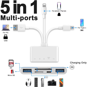 5合1 USB OTG适配器存储卡读卡器，用于Micro sd卡插槽，用于适用于IPhone/iPad USB C设备的Micro SD SDHC SDHC SDXC MMC - Product Image 5