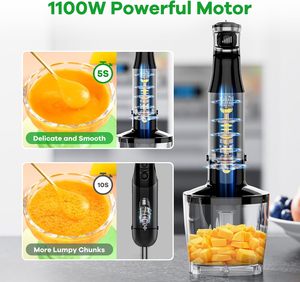 เซตเครื่องปั่นแบบจุ่มแบบมือถือ1100วัตต์เครื่องปั่นแบบทริกเกอร์ปรับความเร็วได้5 1แท่งอิมัลซิไฟเออร์ชอิมัลซิไฟเออร์เครื่องตี้ - Product Image 2