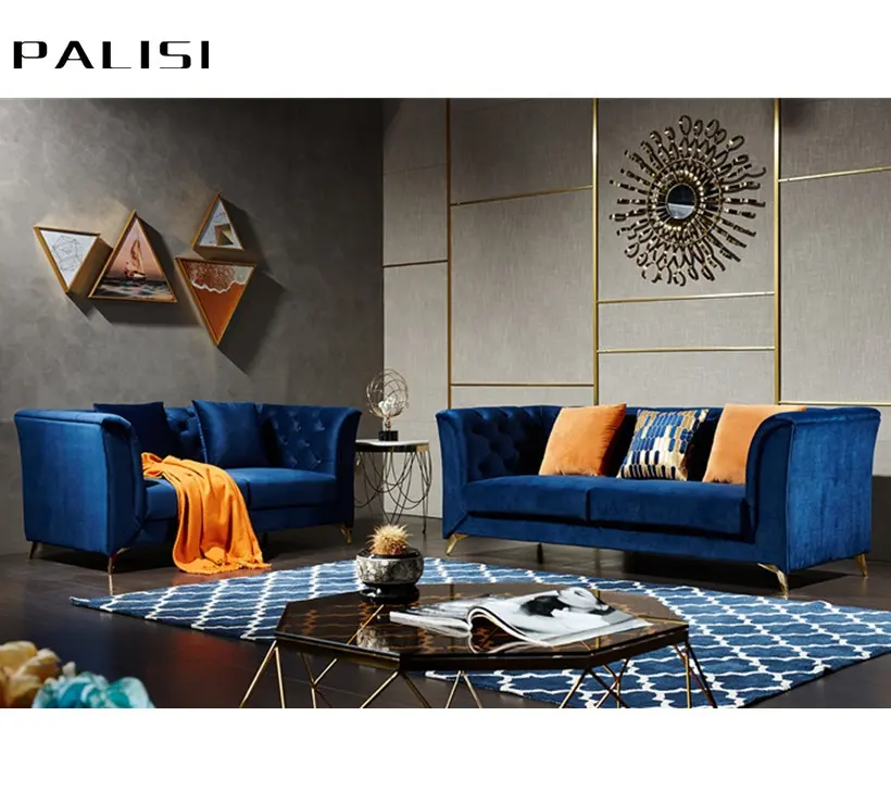 Divano componibile moderno Set di mobili per divani antichi per la casa di lusso divano in velluto blu divano soggiorno mobili per la casa