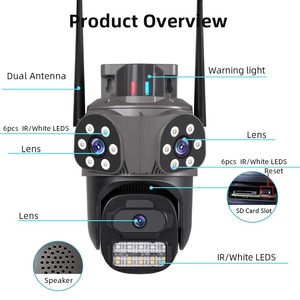ICsee户外IP摄像机Wifi三镜头三屏安全PTZ摄像机闭路电视4K Wifi智能三镜头网络摄像机安全 - Product Image 5