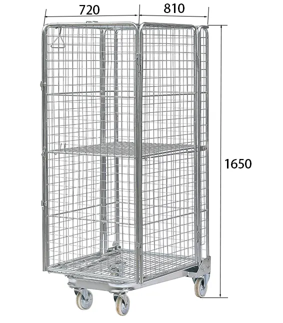 500kgs Capacidade de carregamento Fácil mover U-Type Rolling Cage Car Cargo Storage Rolling Container Foldable Roll Cage Trolley