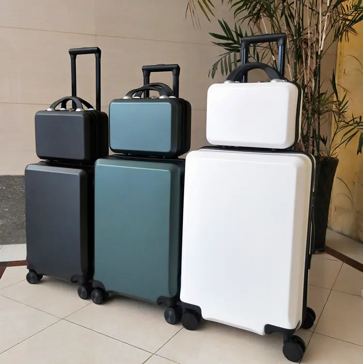 Du lịch Xe đẩy trường hợp túi ABS Trọng lượng nhẹ Carry-on Vali Hardside với mở rộng hành lý 2 cái/bộ với túi xách