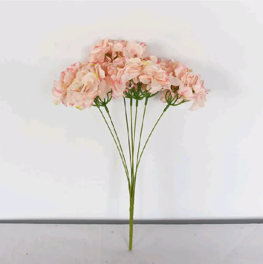 All'ingrosso di alta qualità a basso prezzo di nozze fiori artificiali 7 teste di ortensie Bouquet #9 per la decorazione