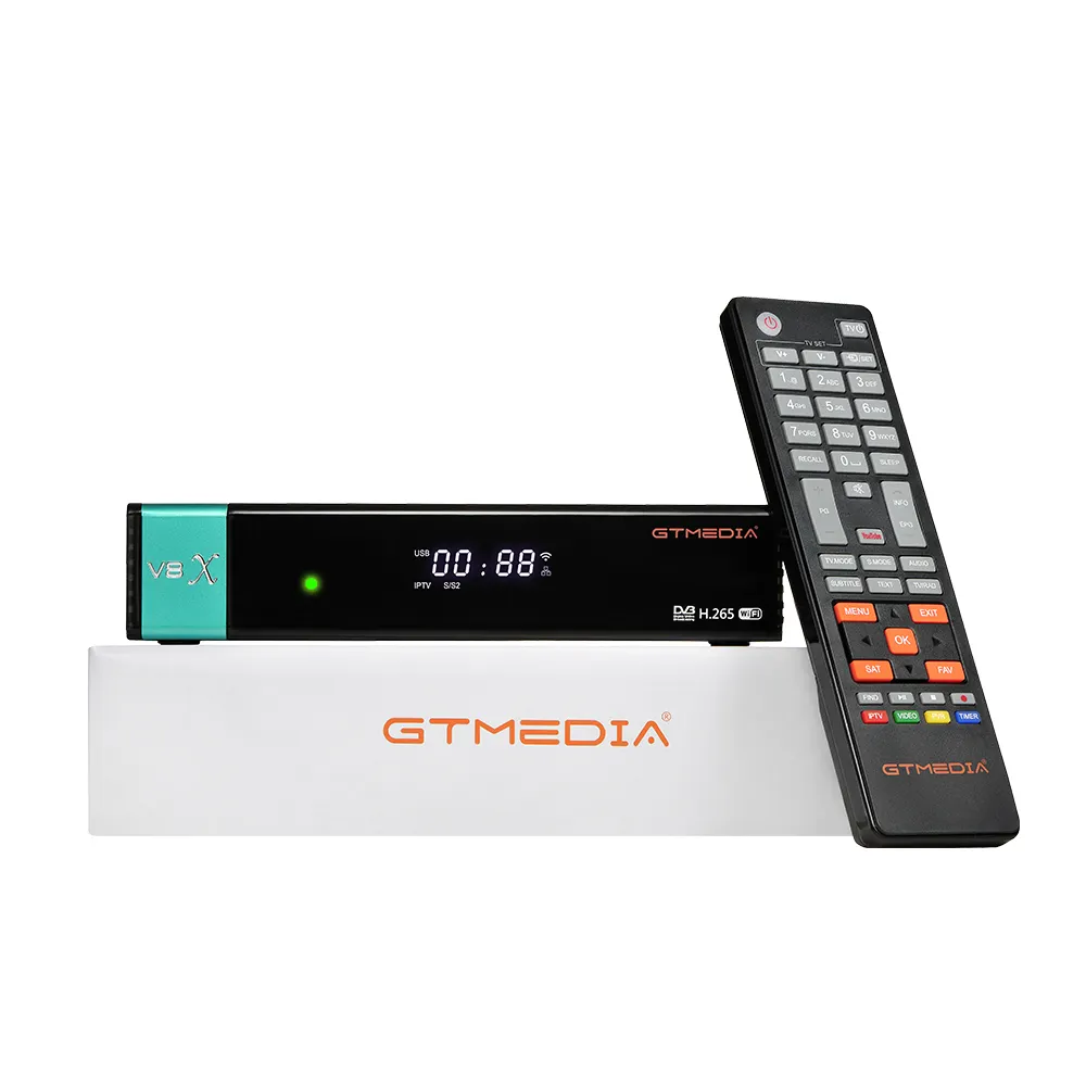 GTmedia-Decodificador de televisión por satélite v8x, decodificador de canales de IPTV árabe, PowerVu, Biss Key con CA Wifi incorporado