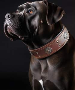 Collier de luxe en cuir souple fait à la main pour animaux de compagnie Collier de chien en cuir véritable robuste de 2 pouces de large - Product Image 3