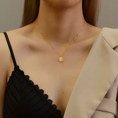 Colar de opala ouro 18k, gargantilha personalizada de aço inoxidável, pedra preciosa de 18k para mulheres