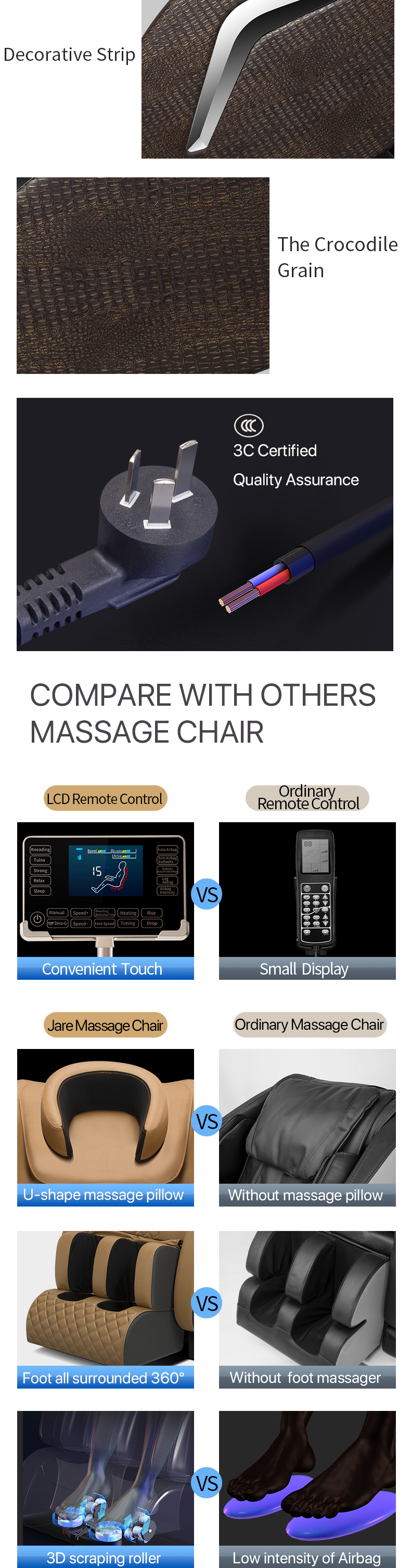 Jare R5-2C Factory Price OEM ODM Wholesale Electric Zero Gravity Full Body Cheap Recliner Shiatsu Life Power Relax Massage Chair
