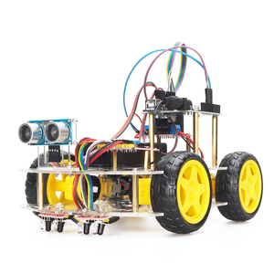 Arduino Uno compatibile Kit intelligente RC-4WD Robot auto con tracciamento della linea ad ultrasuoni e Kit di robotica per la programmazione di evitamento degli ostacoli