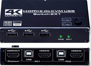 高质量HDMI2.0 KVM开关4k60hz USB计算机监控2进1出键盘鼠标USB共享4K - Product Image 2